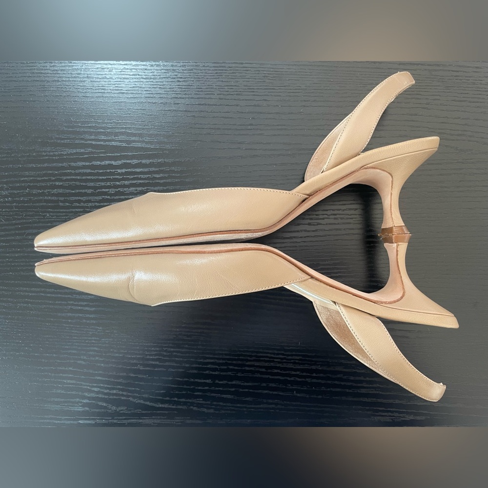 Manolo Blahnik Nude Beige Pointed Slingback Heels - Picture 4 of 9